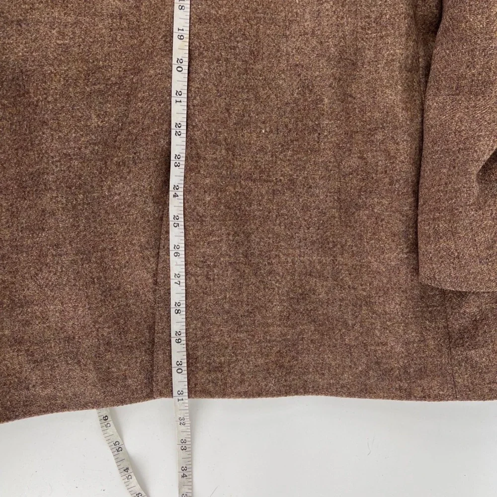 Farah Vintage Mens 40L Brown Wool Tweed Blazer Suede Elbow Patches Made in USA